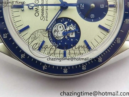 0211 Speedmaster SS Snoopy Apollo OMF Best Edition White Dial on SS Bracelet Venus EasyCare 7877